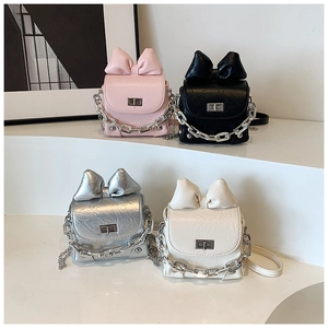 Mini bow knot crossbody bags in four colors with chain straps and metallic locks