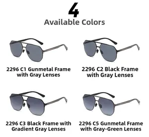 Detailed comparison of four color options for metal double-bridge aviator sunglasses