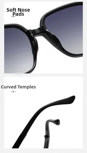 Detail of soft nose pads and curved temples on square polarized folding sunglasses