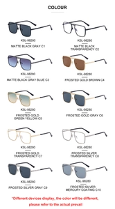 Matrix layout of retro square double-bridge sunglasses in ten various color options