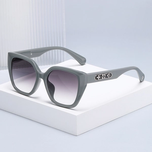 Chic cat-eye sunglasses for women with gray frames and gradient purple lenses in a modern style