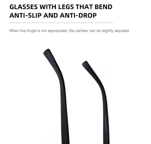 Detail of anti-slip sunglasses temple with adjustable curvature and size specifications