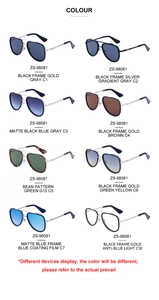 Multiple color options for retro double-bridge pilot sunglasses model ZS-98081