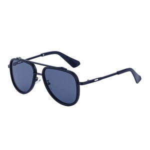 Classic pilot aviator sunglasses with black frame and double bridge at 45-degree angle