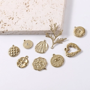 Pendentifs géométriques dorés irréguliers aux motifs corail et œil pour bijoux DIY