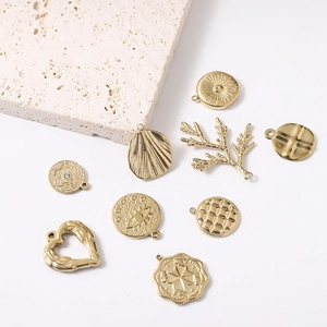 Pendentifs Irréguliers En Acier Inoxydable Plaqué Or Breloques De Fabrication De Bijoux DIY Formes De Feuilles De Coeur Géométriques
