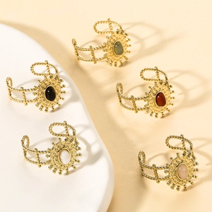 Set di 5 anelli a girasole dorati con pietre colorate in stile bohémien vintage