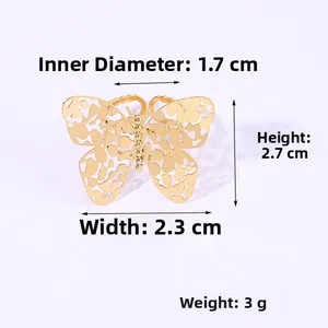 Size specifications of the golden hollow butterfly ring with hammered texture details