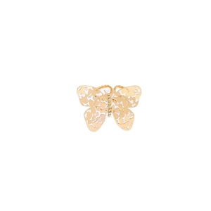Golden butterfly cutout ring in stainless steel with hammered texture and filigree design