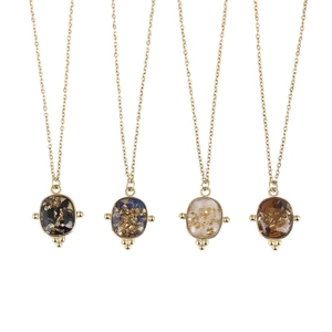 Colliers en acier doré avec pendentifs en pierre naturelle en quatre couleurs pour femme