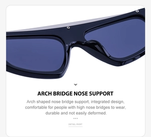 Gros plan du support nasal ergonomique en arche sur des lunettes de soleil noires