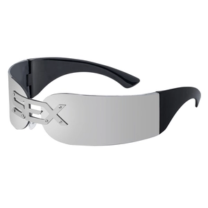 Lunettes de Soleil Enveloppantes Futuristes Pour Hommes Femmes Punk Cyberpunk Y2K Shades Pont en Métal Protection UV400