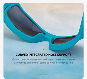 Detail der integrierten Nasenauflage bei der blauen Sportsonnenbrille für Radfahrer