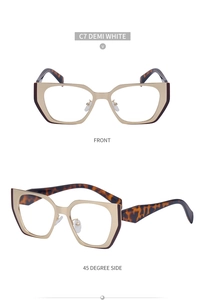 Front and 45-degree side views of cat-eye sunglasses with tortoiseshell temples