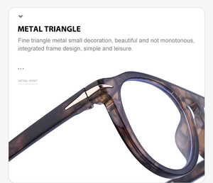 Détail de la monture vintage écaillée avec décoration métallique triangulaire sur la branche