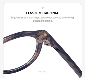 Détail de la charnière en métal classique et de la texture écaille du cadre des lunettes