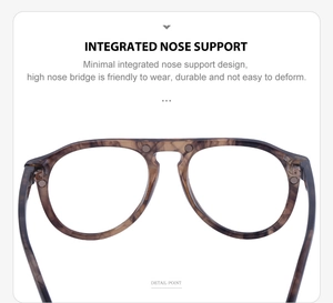 Détail macro de monture en écaille avec support nasal intégré et structure à double pont