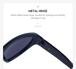Detail of durable black electroplated metal hinge on Y2K cat eye sunglasses frame