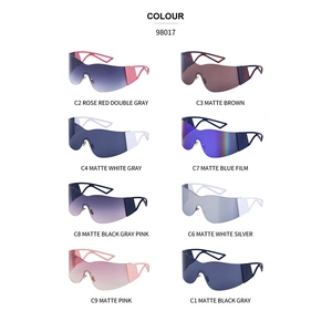 Frameless Y2K sports sunglasses in eight assorted colors with streamlined large lenses