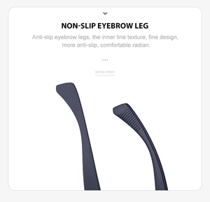 Detail of ergonomic dark blue matte sunglasses temple with anti-slip inner line texture