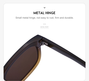Detail view of durable metal hinges on tortoiseshell square frame fashion sunglasses