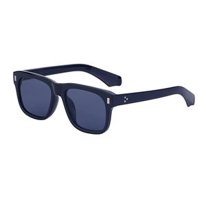 Classic square black sunglasses for men and women featuring metal rivet accents