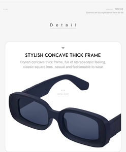 Detail of matte black sunglasses featuring stylish concave thick frame and square lenses