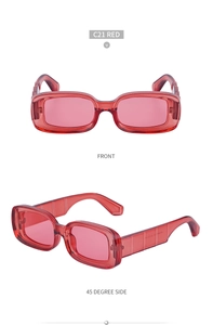 Front and 45-degree side views of C21 RED retro rectangular sunglasses with wide temples