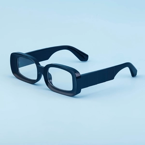 Chic black rectangular sunglasses with thick frames and wide temples for a retro style