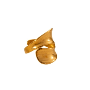 Bague géométrique ajourée en or pour femme en acier titane 18 carats poli brillant