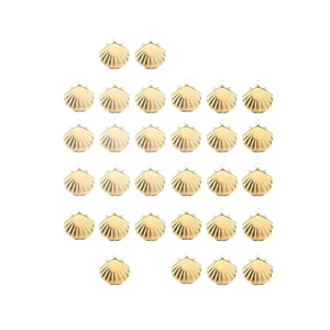 28 pieces of 18K gold plated stainless steel scallop shell charms for DIY jewelry making