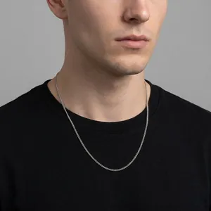 Curb Chain Necklace 304 Stainless Steel Hypoallergenic Minimalist Jewelry For Men Women Polished Silver Color
