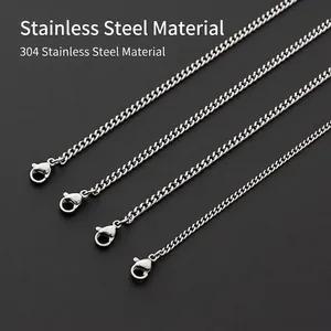 Polished 304 stainless steel curb chain necklace with hypoallergenic lobster clasp finish