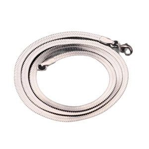 Sleek silver stainless steel flat snake chain necklace with secure lobster clasp