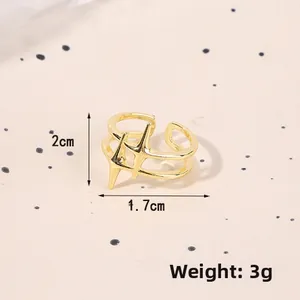 Detailed view of the gold crab claw ring dimensions measuring 2cm height and 1.7cm width