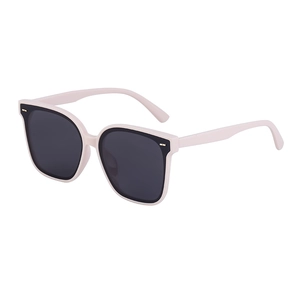 Occhiali da sole polarizzati oversize con montatura rosa chiaro e lenti grigio scuro