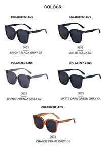 Polarized lens 3633 collection in black, matte grey, and orange stylish square frames