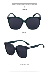 Front and side view of matte dark green gray large frame polarized sunglasses in C4 finish