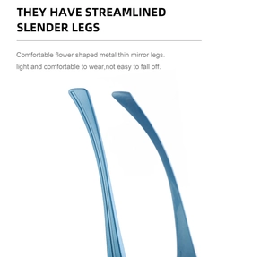 Detail of streamlined matte blue metal temple with ergonomic anti-slip design for sports