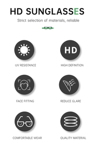 Infographie montrant la vision HD, protection UV et fonctions anti-reflet des lunettes