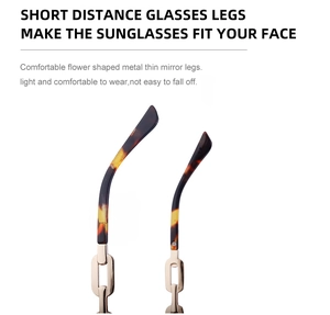 Detail of square sunglasses gold chain temples with tortoiseshell tips for women