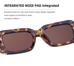 Detail of integrated nose pads on retro tortoiseshell square sunglasses for extra comfort