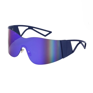 Unisex Y2K Sports Cycling Sunglasses Rimless One Piece Shield Wrap Around Shades UV400 Protection Windproof Outdoor Eyewear