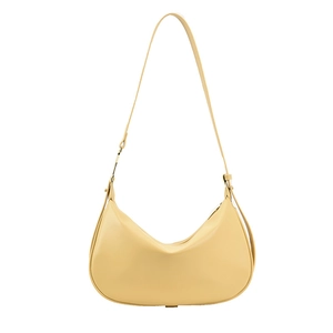 Sac hobo minimaliste en cuir jaune clair avec bandoulière réglable et détails dorés