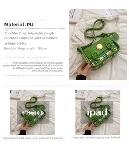 Size comparison of green plaid crossbody bag with A4 paper and tablet device