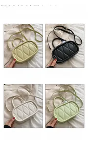 Quilted wave pattern handbag shown in creamy yellow, black, white, and fresh green colors