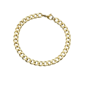 Pulsera de cadena cubana en acero de titanio dorado con cierre de mosquetón