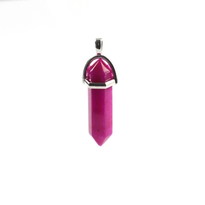 Pink quartz hexagonal crystal pendant with silver wire wrap and metal bale