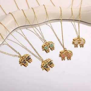 Colliers dorés pendentif fille et garçon avec cristaux colorés sur chaînes fines