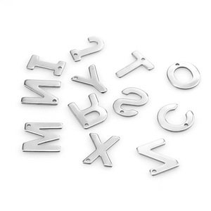Polished stainless steel alphabet letter pendants for DIY necklace and jewelry making